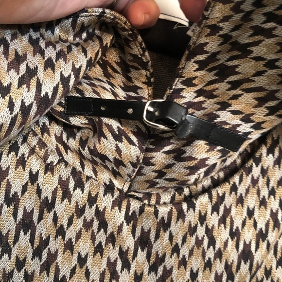 Newport News  XL 12 -16 Brown houndstooth sweater jacket three-quarter length - Picture 7 of 8